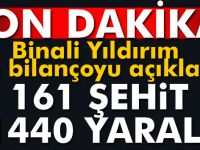 Başbakan Yıldırım açıkladı: 161 şehit, 1440 yaralı