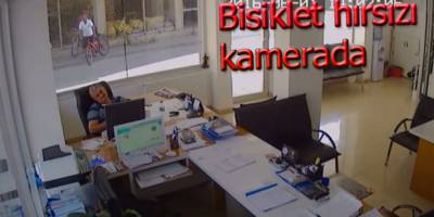 Bisiklet hırsızı kameraya yakalandı