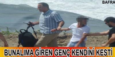 Bafra`da bunalıma giren genç kendini kesti