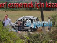 Bafra'da  civcivleri ezmemek için kaza yaptı