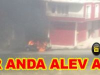 Bafra`da bir araç yandı