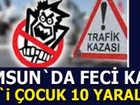 Samsun`da kaza 10 kişi yaralandı