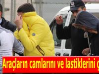 Araçların camlarını ve lastiklerini çalmışlar