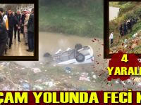 Alaçam`da bir otomobil dereye uçtu