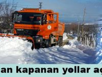 Alaçam'da ve Yakakent'de kardan kapanan yollar açılıyor