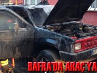 Bafra'da araç yangını