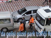 Bafra'da gelişi güzel park trafiği felç etti