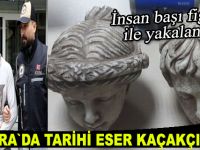 Bafra`da helenistik döneme ait iki insan başı figürüyle yakalandı