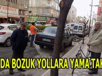 BAFRA' DA BOZUK YOLLARA YAMA TAKVİYESİ