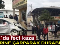Otomobil iş yerine çarparak durabildi