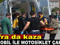 Bafra`da otomobil ile motosiklet çarpıştı