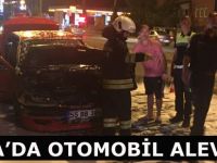 Bafra'da otomobil alev aldı