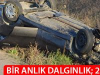 Bafra'da otomobil takla attı : 2 yaralı