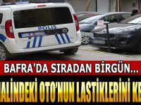 Bafra'da Park Halindeki Otomobilin Lastiklerini Kestiler