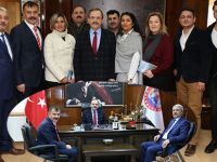 BAFRA BERBERLER ESNAF ODASI BAŞKAN ŞAHİN’İ MAKAMINDA ZİYARET ETTİ