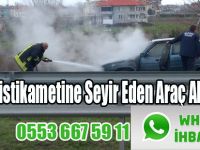 Bafra istikametine Seyir Eden Araç Alev Aldı