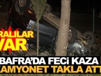 Bafra’da Feci Kaza Kamyonet Takla Attı