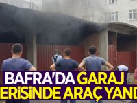 Bafra'da Garajda Araba Yandı