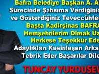 Tuncay Yurduseven Başkandan Teşekkür