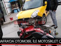 BAFRA’DA OTOMOBİL İLE MOTOSİKLET ÇARPIŞTI; 1 YARALI