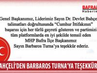 DEVLET BAHÇELİ’DEN BARBAROS TURNA’YA TEŞEKKÜR MESAJI