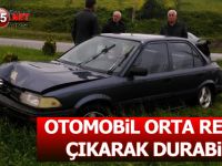 Otomobil Orta Refüje Çıkarak Durabildi