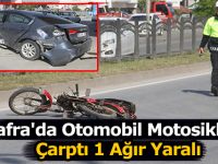 Bafra'da Otomobil Motosiklete Çarptı Sürücü Ağır Yaralı