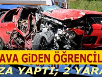 Sınava Giden Öğrenciler Kaza Yaptı; 2 yaralı
