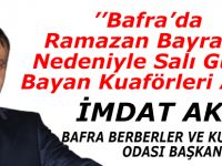 Bafra’da Ramazan Bayramı Nedeniyle Salı Günü Bayan Kuaförleri Açık
