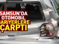 Samsun'da otomobil bariyerlere çarptı
