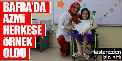 Hastaneden izin alarak karnesini almaya geldi