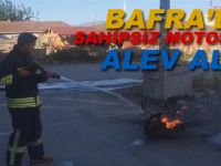 Bafra'da Sahipsiz Motosiklet Alev Aldı