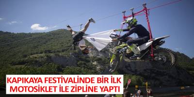 Motosikletle Zipline yaptı