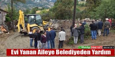 Evi Yanan Aileye Belediyeden Yardım