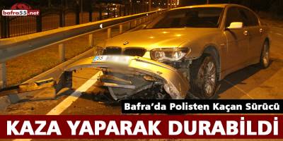 Bafra’da Polisten Kaçan Sürücü Kaza Yaparak Durabildi
