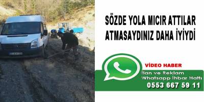 Bafra ilçesi Çamaltı mahallesinde okul servisi yeni yapılan yolda kaldı