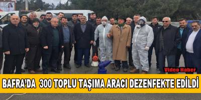 Bafra'da  300 toplu taşıma aracı dezenfekte edildi