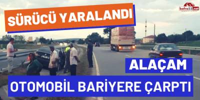 Otomobil Bariyere Çarptı, Sürücü Yaralandı