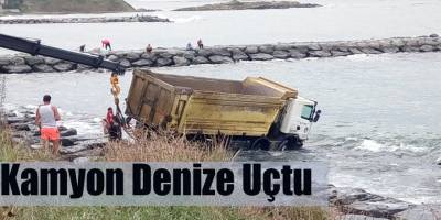 Kamyon Denize Uçtu