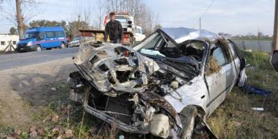 BAFRA'DA OTOMOBİL TAKLA ATTI: 1 YARALI