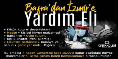 Bafra'dan İzmir'e yardım eli