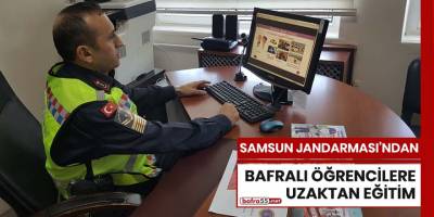Samsun Jandarması'ndan Bafralı öğrencilere uzaktan eğitim
