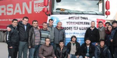 BAFRA ÜLKÜ OCAKLARI TÜRKMENLERE YARDIM TIRINI GÖNDERDİ