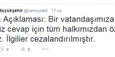 SAMSUN BÜYÜKŞEHİR BELEDİYESİNDEN SKANDAL TWEETLERE AÇIKLAMA