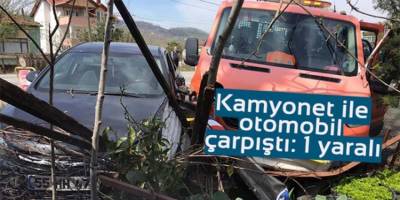 BAFRA'DA KAMYONETLE OTOMOBİL ÇARPIŞTI: 1 YARALI