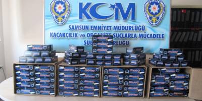 SAMSUN'DA 40 BİN ADET MAKARON ELE GEÇTİ