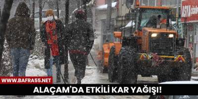 Alaçam’da etkili kar yağışı!