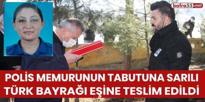 Polis Memurunun Tabutuna Sarılı Türk Bayrağı Eşine Teslim Edildi