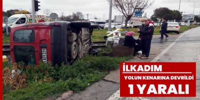 Samsun'da hafif ticari araç demir yolu kenarına devrildi: 1 yaralı