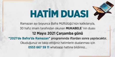 "2021'de Bafra'da Ramazan" programında Hatim Duası yapılacak